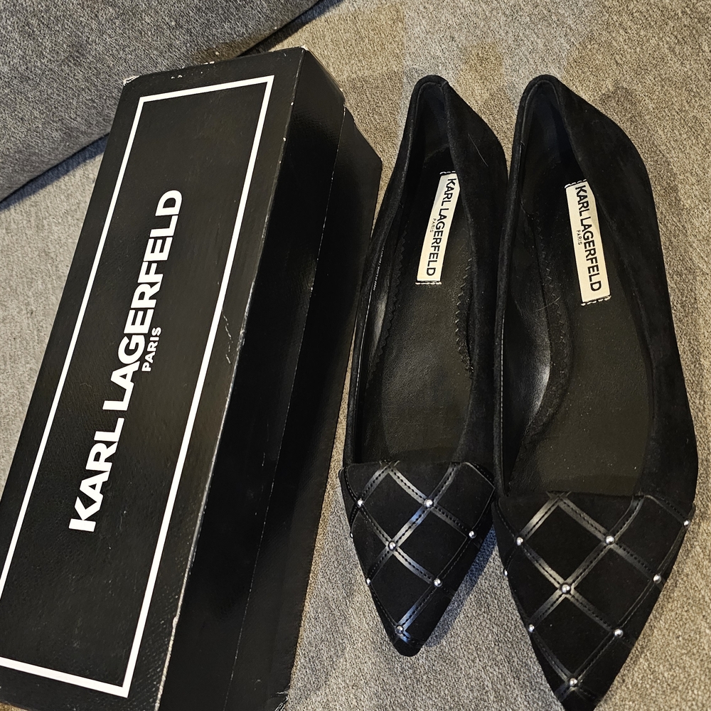 Karl Lagerfeld Black Studded Flats